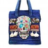 Bolsa Azul con Calavera bordada a mano