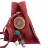 Bolsa de gamuza cruzada hecha a mano color vino con mandala