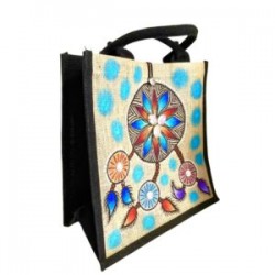 Bolsa de yute con atrapasueños pintado a mano