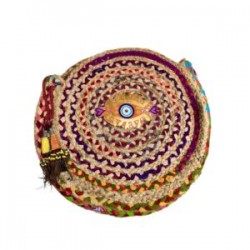 Bolsa de yute trenzado con colores y ojo de piel pintada