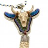 Collar con toro de madera pintado a mano y protección de metal