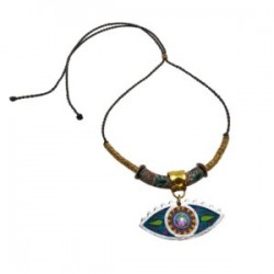 Collar largo ajustable Ojo hecho a mano mexican boho