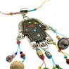 Collar largo Hamsa hecho a mano con cristales y dijes de protección
