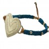 Pulsera con corazón y decreto color plata ajustable azul