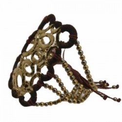 Pulsera con placa de círculos ajustable diseño único café