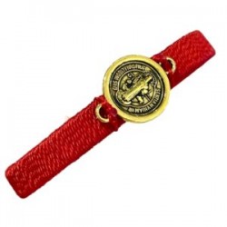 Pulsera de acero inoxidable bordada con San Benito