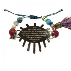 Pulsera de placa ajustable con decreto color plata (ojo)