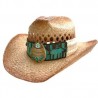 Sombrero “Country” color caramelo con cinta de chaquira y dije de madera