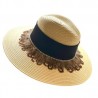 Sombrero Celulosa color paja con cinta negra y plumas