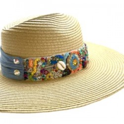 Sombrero con cinta bordada de mezclilla azul claro