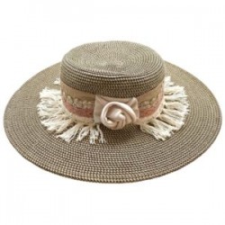 Sombrero de Celulosa color café y cinta bordada