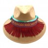 Sombrero de Gamuza con tira de satín y flecos de gamuza color rojo
