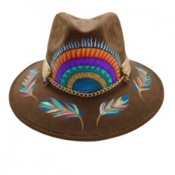 Sombrero de gamuza pintado a mano color cafe