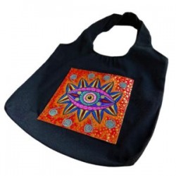 Bolsa de manta negra con ojo pintado a mano
