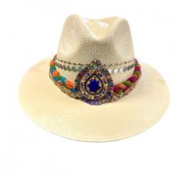 Sombrero con mecate y tela trenzados