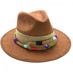 Sombrero de Gamuza con tira bordada de chaquira color café
