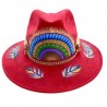 Sombrero de gamuza pintado a mano color rojo