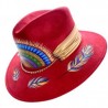 Sombrero de gamuza pintado a mano color rojo