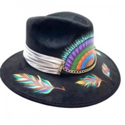 Sombrero de gamuza pintado a mano color negro