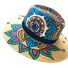 Sombrero pintado a mano pieza única cinta mezclilla y cristales