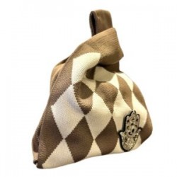 Bolsa de punto con HAMSA color plata y piel