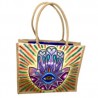 Bolsa de yute con hamsa pintada a mano