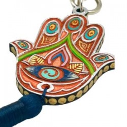 Bolsero con HAMSA de madera pintado a mano