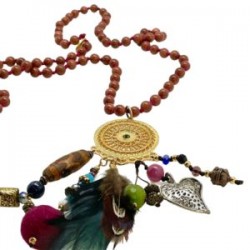 Collar largo con atrapasueños hecho a mano mexican boho