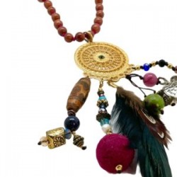 Collar largo con atrapasueños hecho a mano mexican boho