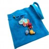 Bolsa de gamuza cruzada hecha a mano color azul con elefante