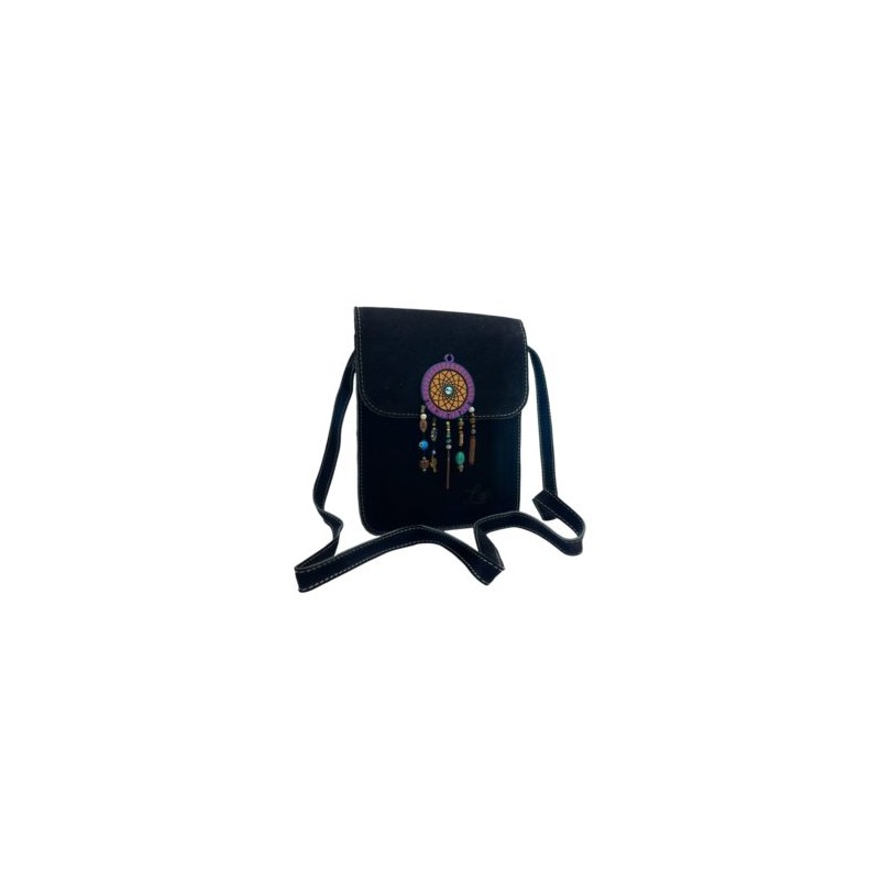 Bolsa de gamuza cruzada hecha a mano color negro