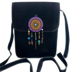 Bolsa de gamuza cruzada hecha a mano color negro