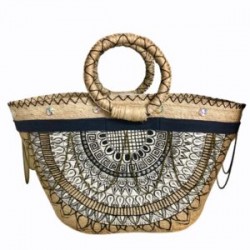 Bolsa de Palma con cinta de mezclilla y cadena pintada a mano