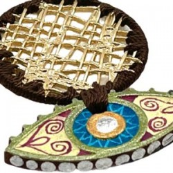 Aretes de OJO con de madera color cafe