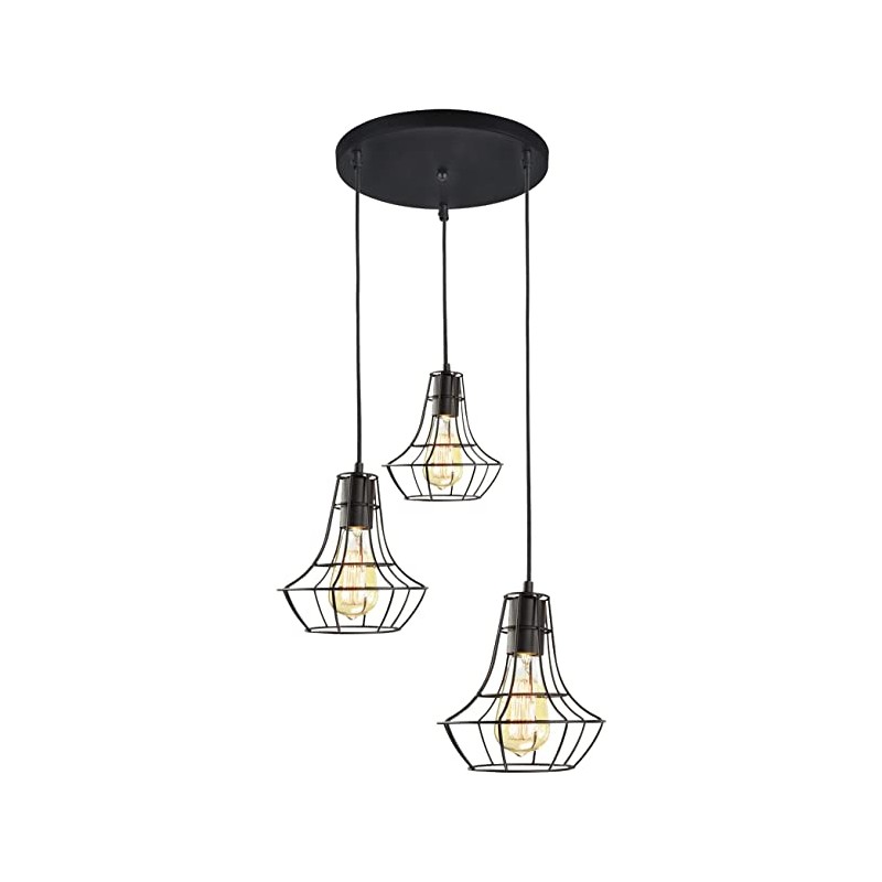 LAMPARA DECORATIVA COLGANTE 60W E26 127V NEGRO VINTAGE INCLUYE FOCO