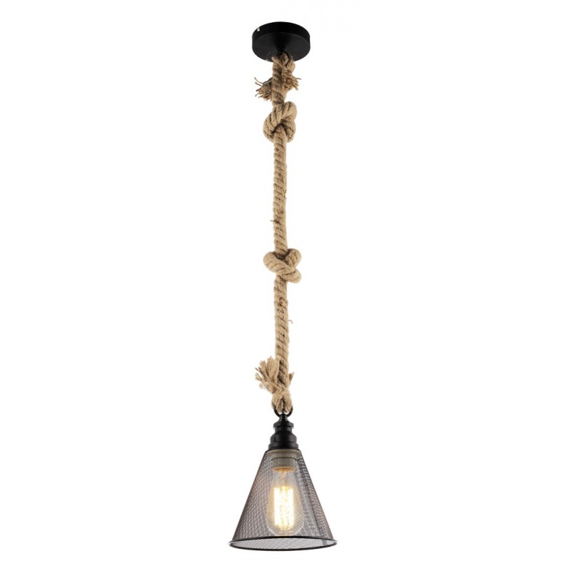 LAMPARA DECORATIVA COLGANTE E26 1 LUZ NEGRO SOGA INCLUYE FOCO VINTAGE