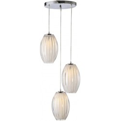 LAMPARA DECORATIVA COLGANTE E26 3 LUCES CROMO 127V CRISTAL, OPALINO NO INCLUYE FOCOS
