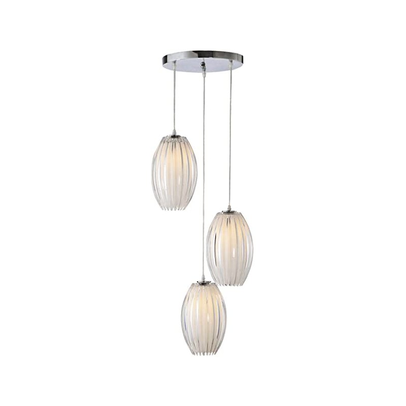 LAMPARA DECORATIVA COLGANTE E26 3 LUCES CROMO 127V CRISTAL, OPALINO NO INCLUYE FOCOS