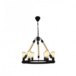 LAMPARA DECORATIVA COLGANTE E26 6 LUCES NEGRO SOGA 127V CABBANA NO INCLUYE FOCOS