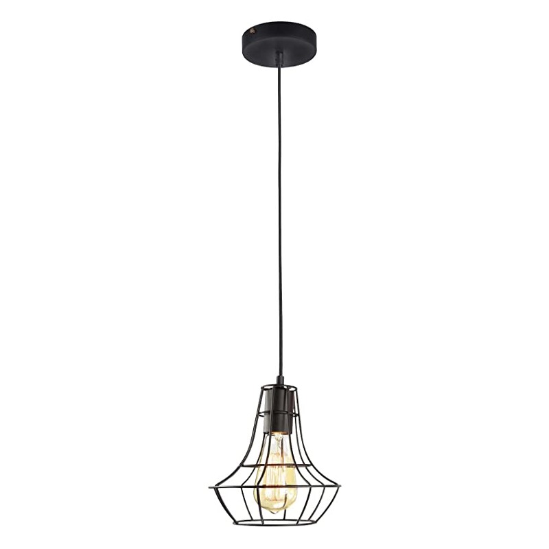 LAMPARA DECORATIVA COLGANTE E26 1 LUZ NEGRO 127V GABBIA INCLUYE FOCO