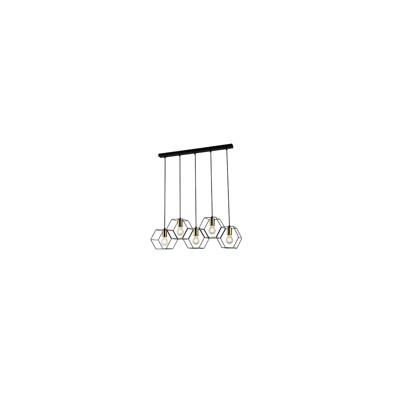 LAMPARA DECORATIVA COLGANTE E26 5 LUCES NEGRO COBRE 5 X 60W HEXA INCLUYE FOCO