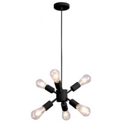 LAMPARA DECORATIVA COLGANTE E27 6 LUCES NEGRO 240W ACERO NO INCLUYE FOCO CALUX