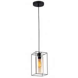 LAMPARA DECORATIVA COLGANTE E27 1 LUZ NEGRO 40W ACERO/CRISTAL NO INCLUYE FOCO CALUX
