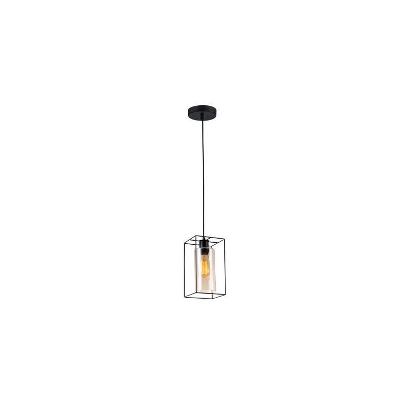 LAMPARA DECORATIVA COLGANTE E27 1 LUZ NEGRO 40W ACERO/CRISTAL NO INCLUYE FOCO CALUX