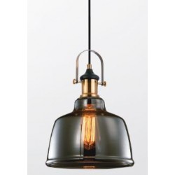 LAMPARA DECORATIVA COLGANTE E27 1 LUZ ACERO CRISTAL HUMO NO INCLUYE FOCO CALUX