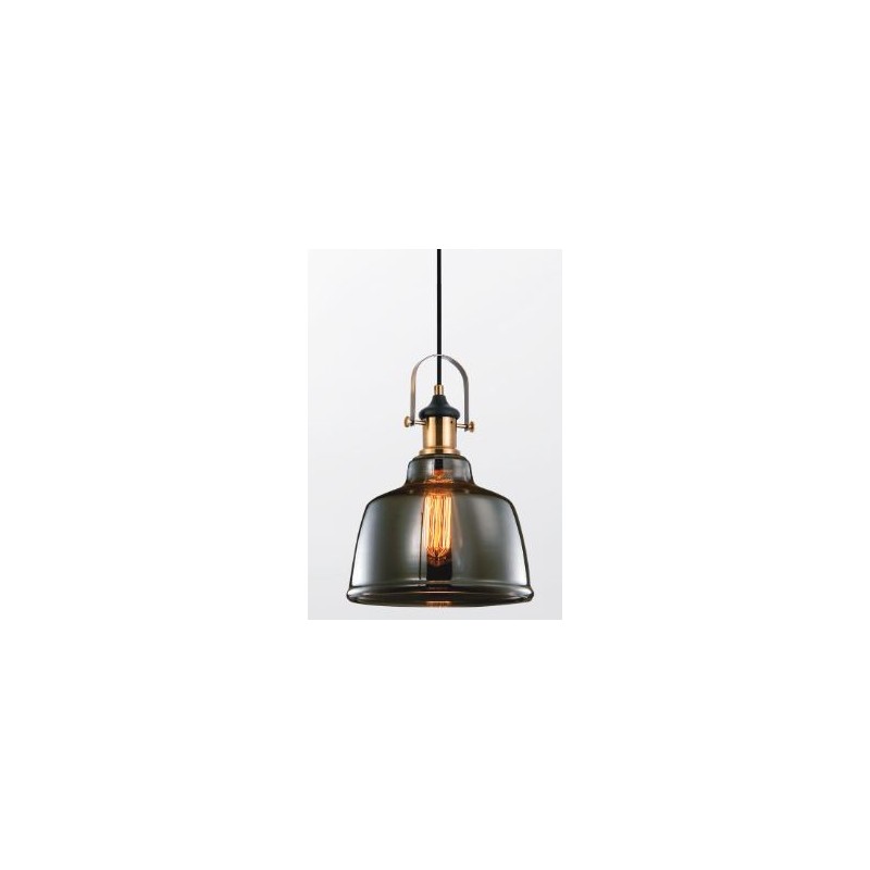 LAMPARA DECORATIVA COLGANTE E27 1 LUZ ACERO CRISTAL HUMO NO INCLUYE FOCO CALUX
