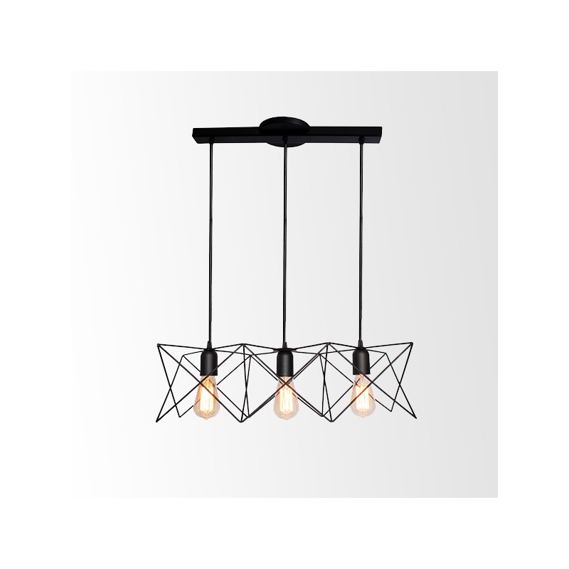 LAMPARA DECORATIVA COLGANTE E26 3 LUCES NEGRO REJILLA NO INCLUYE FOCOS