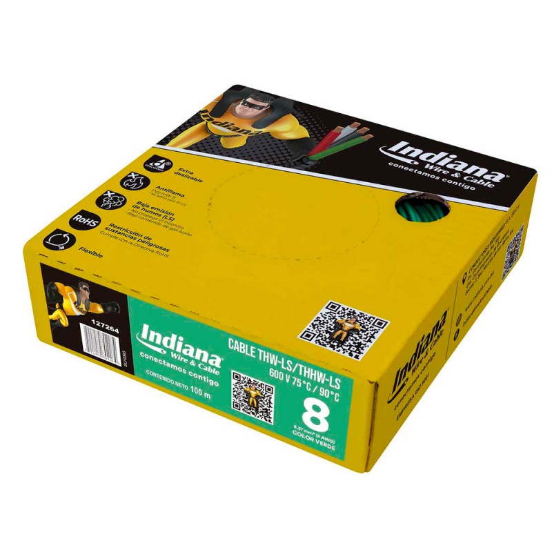 CABLE THW-LS 8 VERDE INDIANA CAJA