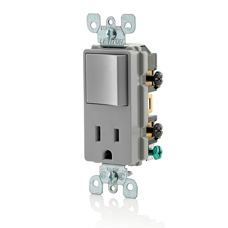 APAGADOR DECORA COMBINADO 15A 125V GRIS