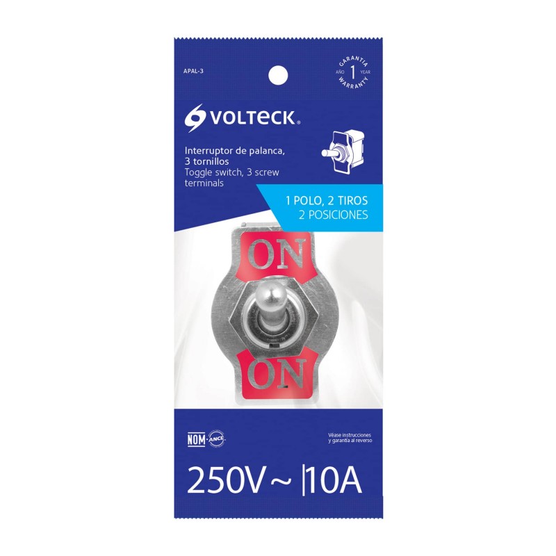 APAGADOR PALANCA 10A 250V 3 TORNILLOS
